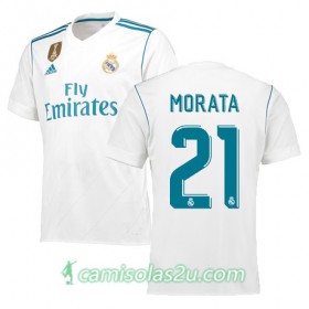 Camisolas de Futebol Real Madrid MORATA Equipamento Principal 2017/18 Manga Curta