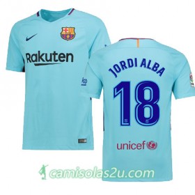 Camisolas de Futebol Barcelona JORDI ALBA Equipamento Alternativa 2017/18 Manga Curta