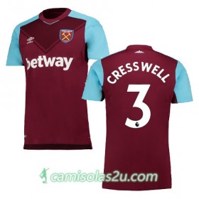 Camisolas de Futebol West Ham CRESSWELL Equipamento Principal 2017/18 Manga Curta