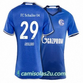 Camisolas de Futebol Schalke NALDO Equipamento Principal 2017/18 Manga Curta