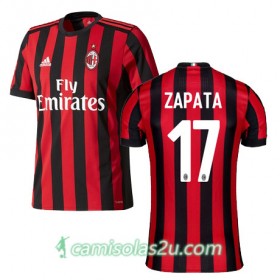 Camisolas de Futebol AC Milan ZAPATA Equipamento Principal 2017/18 Manga Curta