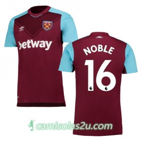 Camisolas de Futebol West Ham NOBLE Equipamento Principal 2017/18 Manga Curta