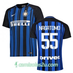 Camisolas de Futebol Inter de Milão NAGATOMO Equipamento Principal 2017/18 Manga Curta
