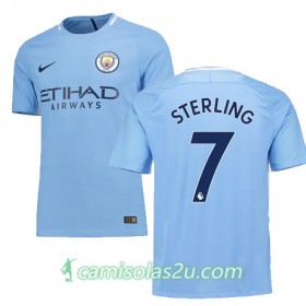 Camisolas de Futebol Manchester City STERLING Equipamento Principal 2017/18 Manga Curta