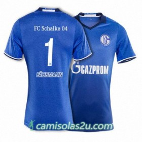 Camisolas de Futebol Schalke FAHRMANN Equipamento Principal 2017/18 Manga Curta