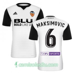 Camisolas de Futebol Valencia MAKSIMOVIC Equipamento Principal 2017/18 Manga Curta
