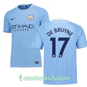 Camisolas de Futebol Manchester City DE BRUYNE Equipamento Principal 2017/18 Manga Curta