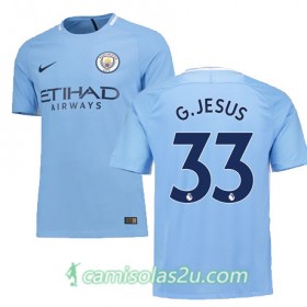 Camisolas de Futebol Manchester City JESUS Equipamento Principal 2017/18 Manga Curta