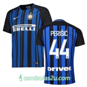 Camisolas de Futebol Inter de Milão PERISIC Equipamento Principal 2017/18 Manga Curta