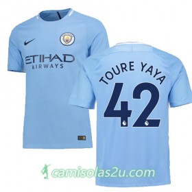 Camisolas de Futebol Manchester City TOURE YAYA Equipamento Principal 2017/18 Manga Curta
