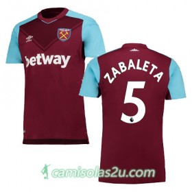 Camisolas de Futebol West Ham ZABALETA Equipamento Principal 2017/18 Manga Curta