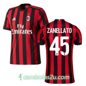 Camisolas de Futebol AC Milan ZANELLATO Equipamento Principal 2017/18 Manga Curta
