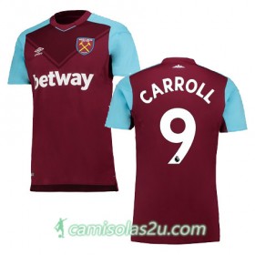 Camisolas de Futebol West Ham CARROLL Equipamento Principal 2017/18 Manga Curta