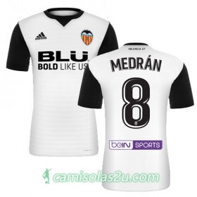 Camisolas de Futebol Valencia MEDRAN Equipamento Principal 2017/18 Manga Curta