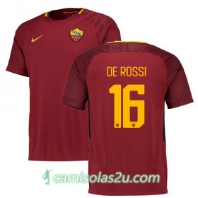 Camisolas de Futebol AS Roma DE ROSSI Equipamento Principal 2017/18 Manga Curta