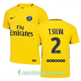 Camisolas de Futebol Paris Saint-Germain THIAGO SILVA Equipamento Alternativa 2017/18 Manga Curta