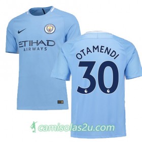 Camisolas de Futebol Manchester City OTAMENDI Equipamento Principal 2017/18 Manga Curta
