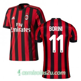 Camisolas de Futebol AC Milan BORINI Equipamento Principal 2017/18 Manga Curta