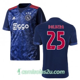 Camisolas de Futebol Ajax Amsterdam KASPER DOLBERG Equipamento Alternativa 2017/18 Manga Curta