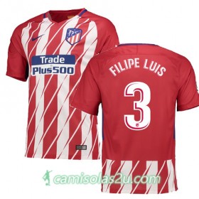 Camisolas de Futebol Atlético Madrid FILIPE LUIS Equipamento Principal 2017/18 Manga Curta