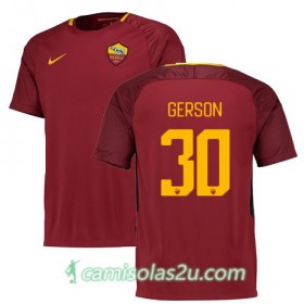 Camisolas de Futebol AS Roma GERSON Equipamento Principal 2017/18 Manga Curta