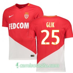 Camisolas de Futebol Mônaco KAMIL GLIK Equipamento Principal 2017/18 Manga Curta
