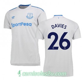 Camisolas de Futebol Everton DAVIES Equipamento Alternativa 2017/18 Manga Curta