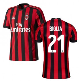 Camisolas de Futebol AC Milan BIGLIA Equipamento Principal 2017/18 Manga Curta