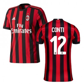 Camisolas de Futebol AC Milan CONTI Equipamento Principal 2017/18 Manga Curta