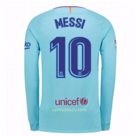 Camisolas de Futebol FC Barcelona Lionel Messi 10 Equipamento Alternativa 2017/18 Manga Comprida