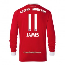 Camisolas de Futebol FC Bayern München James Rodriguez 11 Equipamento Principal 2017/18 Manga Comprida