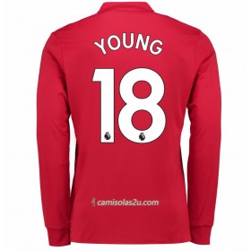 Camisolas de Futebol Manchester United Ashley Young 18 Equipamento Principal 2017/18 Manga Comprida
