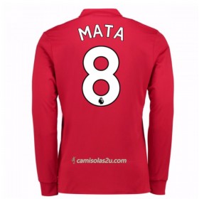 Camisolas de Futebol Manchester United Juan Mata 8 Equipamento Principal 2017/18 Manga Comprida