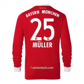 Camisolas de Futebol FC Bayern München Thomas Muller 25 Equipamento Principal 2017/18 Manga Comprida