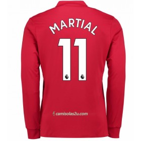 Camisolas de Futebol Manchester United Anthony Martial 11 Equipamento Principal 2017/18 Manga Comprida