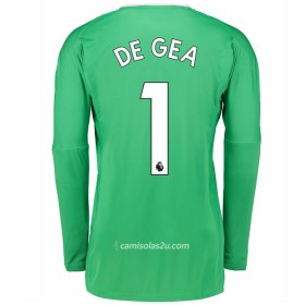 Camisolas de Futebol Manchester United Guarda Redes David de Gea 1 Equipamento Alternativa 2017/18 Manga Comprida