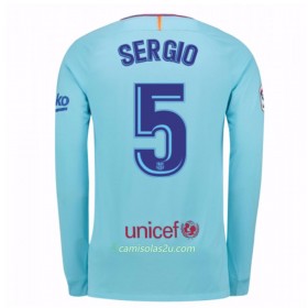 Camisolas de Futebol FC Barcelona Sergio Busquets 5 Equipamento Alternativa 2017/18 Manga Comprida