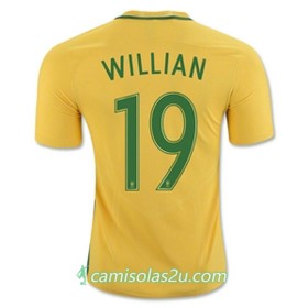 Camisolas de Futebol Brasil WILLIAN Equipamento Principal 2016/17 Manga Curta
