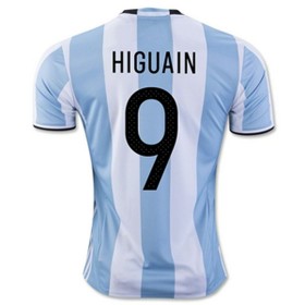 Camisolas de Futebol Argentina HIGUAIN Equipamento Principal 2016/17 Manga Curta