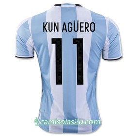 Camisolas de Futebol Argentina KUN AGUERO Equipamento Principal 2016/17 Manga Curta