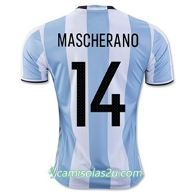 Camisolas de Futebol Argentina MASCHERANO Equipamento Principal 2016/17 Manga Curta