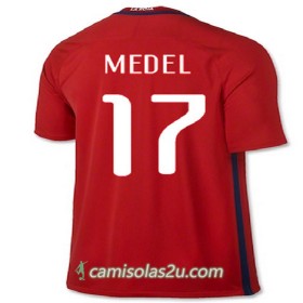 Camisolas de Futebol Chile MEDEL Equipamento Principal 2016/17 Manga Curta