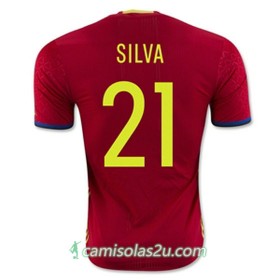 Camisolas de Futebol Espanha SILVA Equipamento Principal Euro 2016