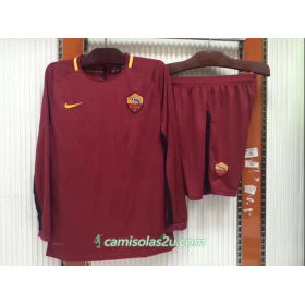 Camisolas de Futebol AS Roma Equipamento Principal 2017/18 Manga Comprida