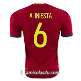 Camisolas de Futebol Espanha A INIESTA Equipamento Principal Euro 2016