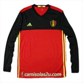 Camisolas de Futebol Bélgica Equipamento Principal Euro 2016 Manga Comprida