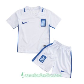 Camisolas de Futebol Grécia Criança Equipamento Principal 2016/17 Manga Curta