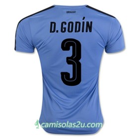 Camisolas de Futebol Uruguai Diego Godín Equipamento Principal 2016/17 Manga Curta