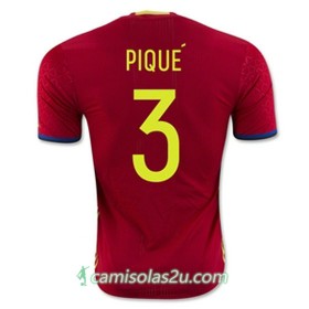 Camisolas de Futebol Espanha PIQUE Equipamento Principal Euro 2016