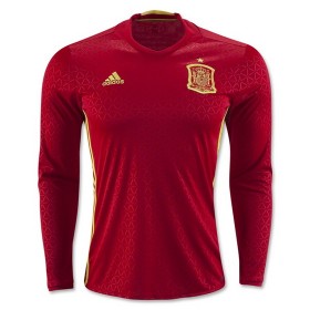 Camisolas de Futebol Espanha Equipamento Principal Euro 2016 Manga Comprida